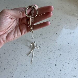 Silver Hoop Earrings with Chain Detail